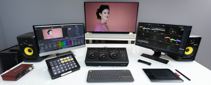 In-house video editing and color grading studio at Sartaj Films